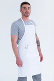 Bib Apron W/Pocket White Cotton 70 x 86cm PROA08P