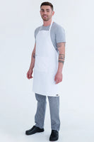 Bib Apron W/Pocket White Cotton 70 x 86cm PROA08P