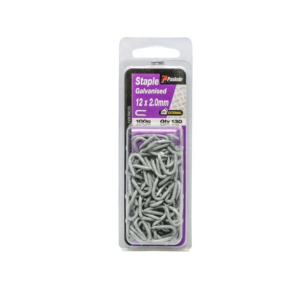 Paslode 12 x 2.0mm 100g Galvanised Staple Nail - 130 Pack N908635