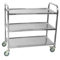 stainless steel trolley 3 tier on wheels