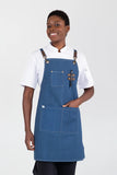 Tomy Blue Bib Apron With Leather Straps 68 x 80cm AC-TOMY01