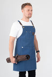 Tomy Blue Bib Apron With Leather Straps 68 x 80cm AC-TOMY01