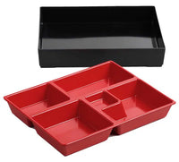 Bento Box & Lid Traditional Red & Black 270mm x 210mm x 55mm