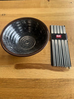 Chopsticks 10 Pk With Melamine Noodle Soup, Rice & Salad Bowl Brown & Grey 20cm SS002