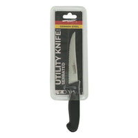 13 cm utility knife serrated stainless steel with black handle