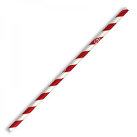 Regular Long Drinking Straw Red & White Paper Disposable Bx 2500 Straws 200mmx6mm