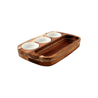 Dipping Plate Set Wood with Bowls  20.5cm x 30cm