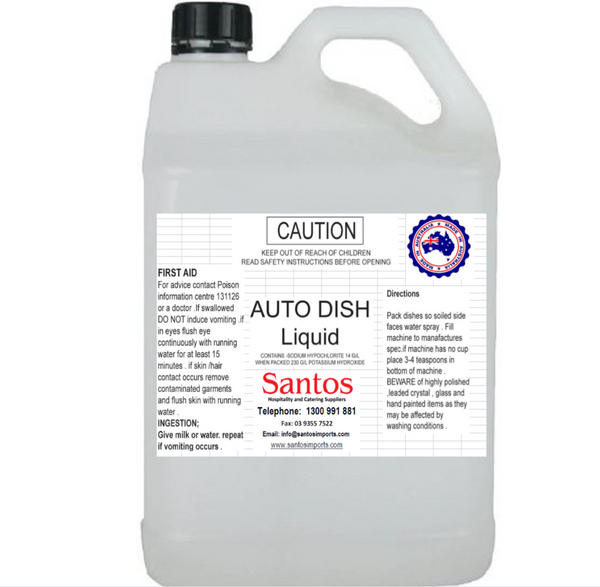 Auto Machine Dishwashing Liquid 5lt Drum Santos Dish Wash