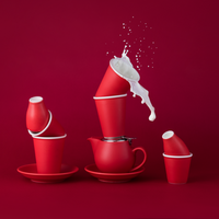 red 100ml milk creamer crockery 