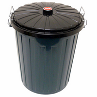 Round Plastic Indoor Outdoor Rubbish Bin & Lid  55 Litre