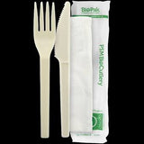 Biopak Knife , Fork & Napkin Set  15cm/ 6" Bx 1000 GD-GF-B