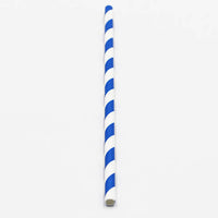 Regular Drinking Straw Blue & White Paper Disposable Bx 2500 Straws