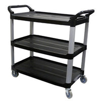black food service trolley 3 tier large heavy duty