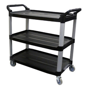 black food service trolley 3 tier large heavy duty