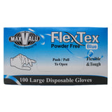 Vinyl Food Handling Gloves Powder Free Blue Flex Tex Pack 100