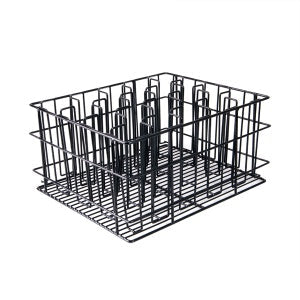 Glass Basket 12 Compartment Black PVC Coated Wire 430 x 355 x 215mm