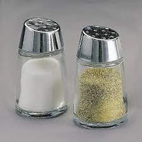 Salt And Pepper Shaker Clear Glass With Chrome Body Slant Top 80mm