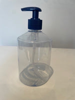 Squat Clear Bottle With Pump 500ml Blue Top