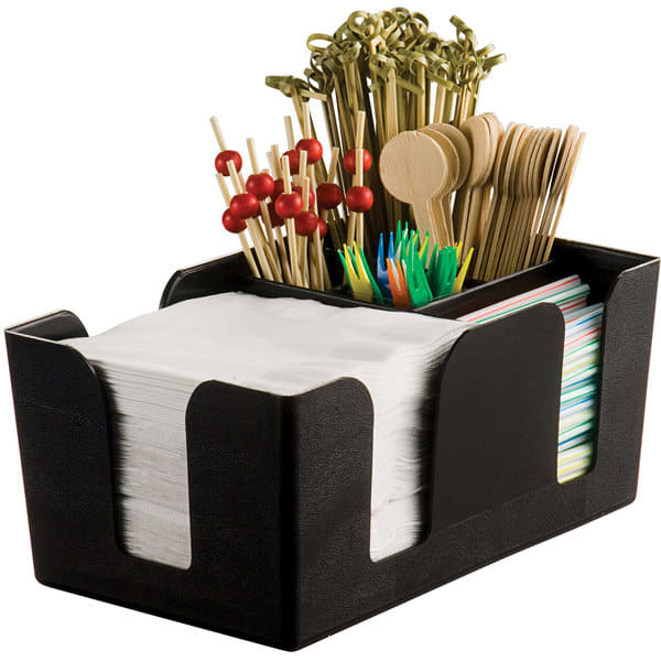 Bar Caddy Napkin Straw Holder Black 24cm x 15cm x 10.5cm
