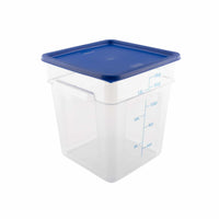 Storage Food Container Square & Blue Lid Polycarbonate Clear 17.2 Litre