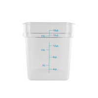Storage Food Container Square & Blue Lid Polycarbonate Clear 17.2 Litre