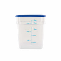 Storage Food Container Square & Blue Lid Polycarbonate Clear 17.2 Litre
