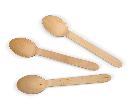 Wooden Dessert Spoon Pack 100 Wood 160 x 26 x 1.8mm