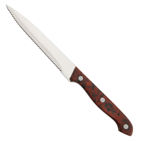 cavalry red handle steak knife serrated steel blade 