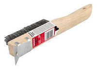 Wooden Handle Wire Brush With Stainless Steel Scraper TJQ0065