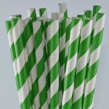 Jumbo Paper Straw 3 Ply Green Stripe  Eco Box 100 Straws