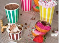 Ice Cream Cup 2 Scoop Paper 5 oz Candy Stripe Pack 50 Cups 4 Colours