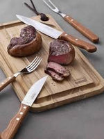 Set of 4 Jumbo Steak Knife Round Tip 25cm Wood Handle With Stainless Steel Pakkawood