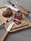 Set of 4 Jumbo Steak Knife Round Tip 25cm Wood Handle With Stainless Steel Pakkawood