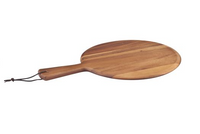 30cm round wood serving board with handle