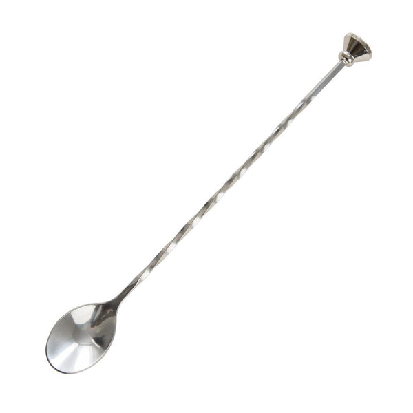 silver muddling cocktail drink spoon with crusher top