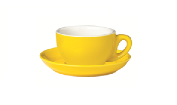 yellow cappuccino cup and saucer ceramic